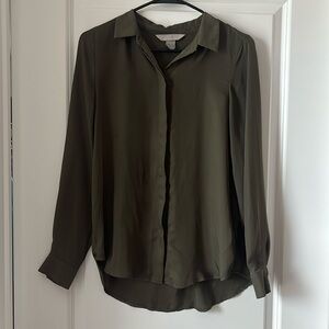 Silky Olive Green Button Down